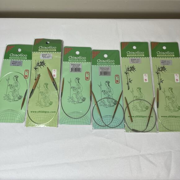 New Chiaogoo Bamboo Circular Knitting Needles. Lot Of 6 Various Sizes Bundle - Picture 1 of 7